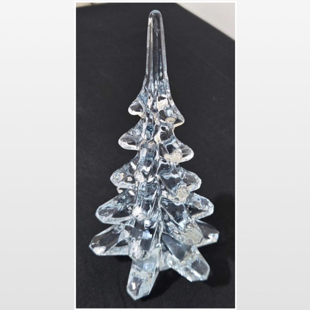 Vintage Lefton Glass Tree Clear Art 8” Figurine Christmas Pine Evergreen VTG - Picture 3 of 7